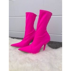 Pink Steve Madden sock boots